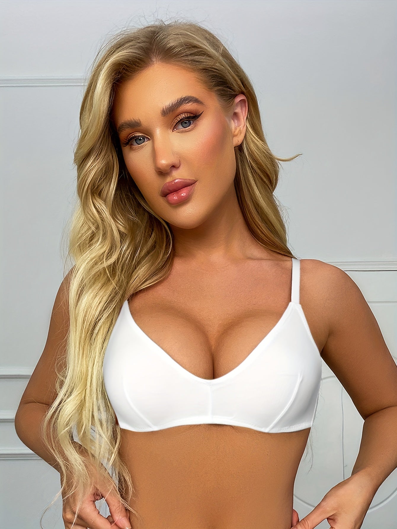 3pcs Solid Wireless Push Up Bras Women's Lingerie