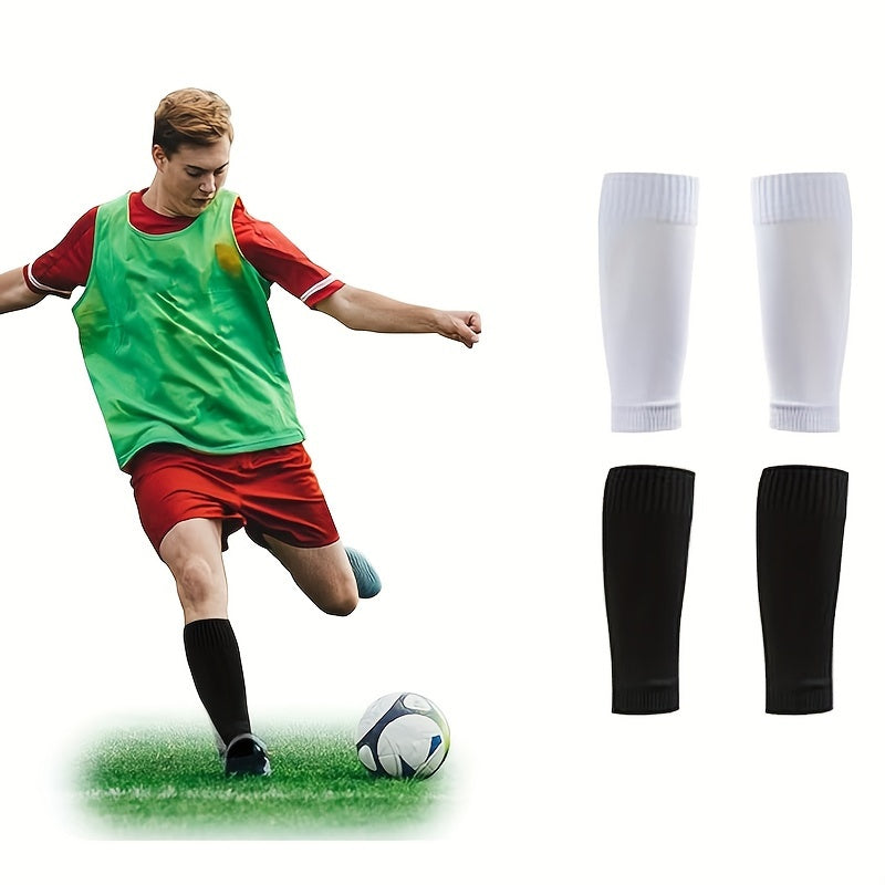 2 Pairs Soccer Socks Calf Socks Shin Guards Football Training Gear