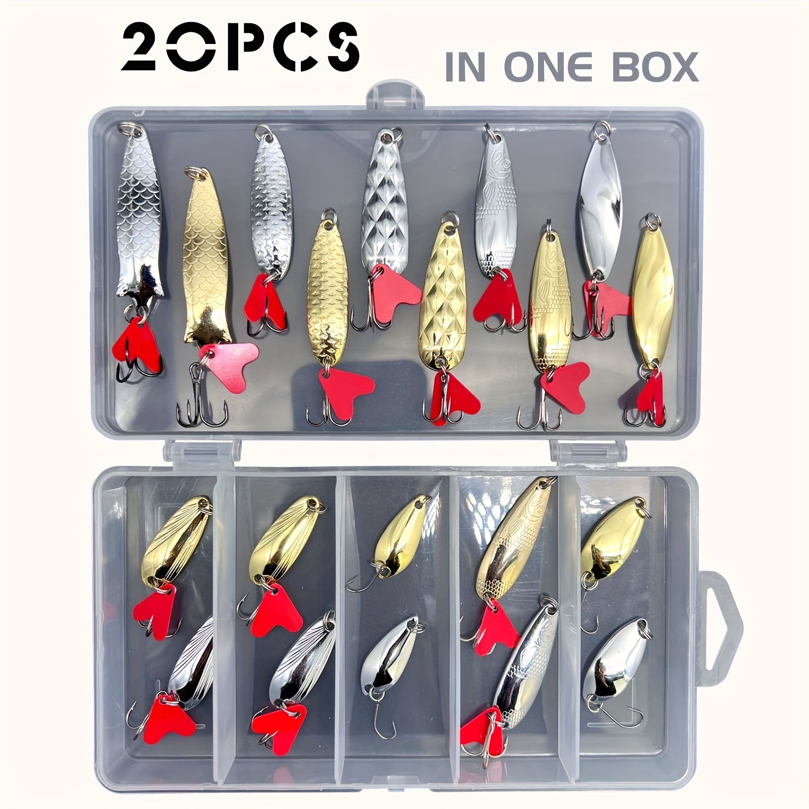 Metal Spoon Fishing Lures Kit - Spinner Baits With Box - Fishing Tackle