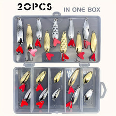 Metal Spoon Fishing Lures Kit - Spinner Baits With Box - Fishing Tackle