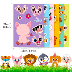 6pcs Animals Face Puzzle Stickers Educational Toys