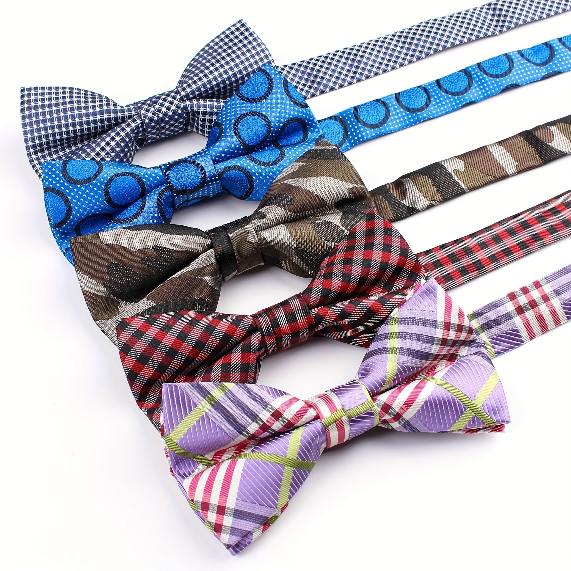 Men's Plaid Diagonal Stripe Bow Tie