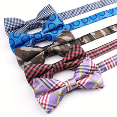 Men's Plaid Diagonal Stripe Bow Tie