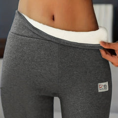 Winter Fleece-Lined Sports Leggings with Face Patch