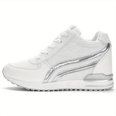 Women's Mesh Sneakers Lace Up Platform Shoes Comfortable Wedge Heels