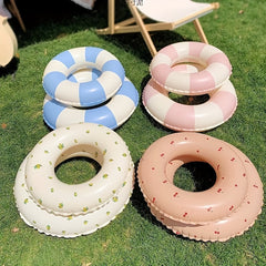2pcs Pink Checkered Adult Retro Plaid Swim Rings Inflatable Pool Floats