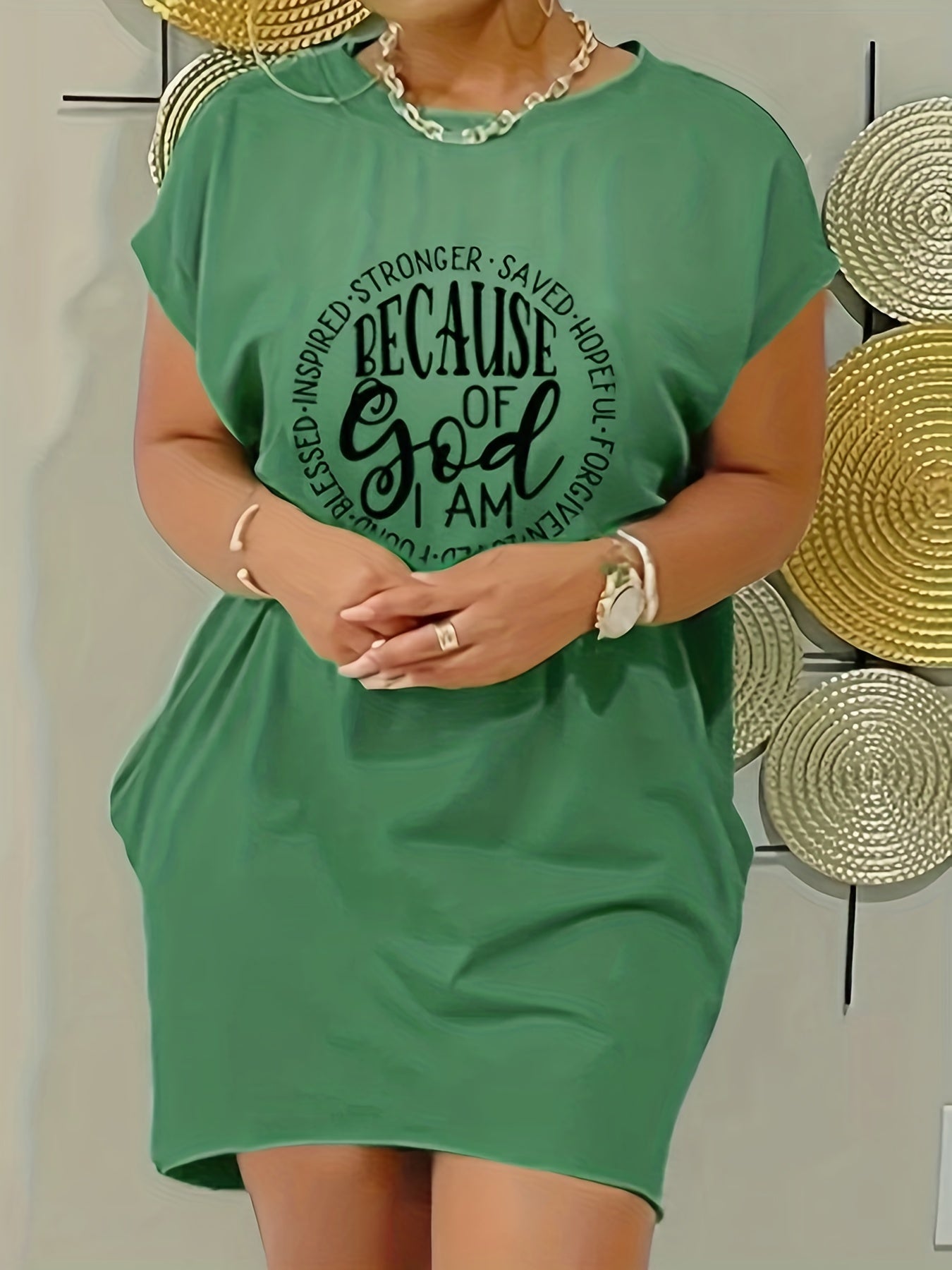 Short Sleeve Crew Neck Dress for Women