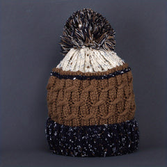 Striped Plaid Knitted Hat Plus Velvet Thickened Warm Wool Hat