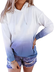 Ombre Kangaroo Pocket Hoodie Long Sleeve Drawstring Hoodies