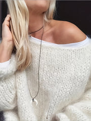 Casual Solid Round Neck Long Sleeve Sweater