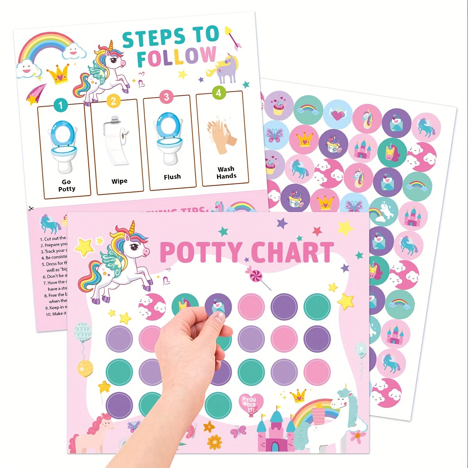 Toilet Training Unicorn Sticker Chart Potty Habit Formation