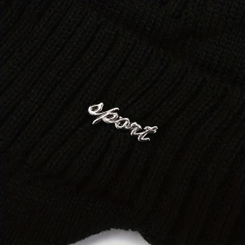 Winter Men's Hat & Neck Scarf Set with Triangle Texture