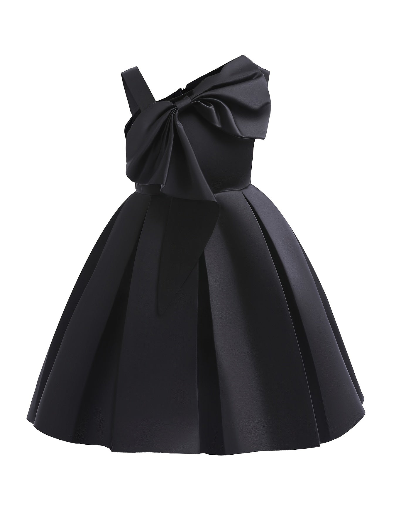 Girls Cold Shoulder Princess Pink Big Bow Decor Performance Dress