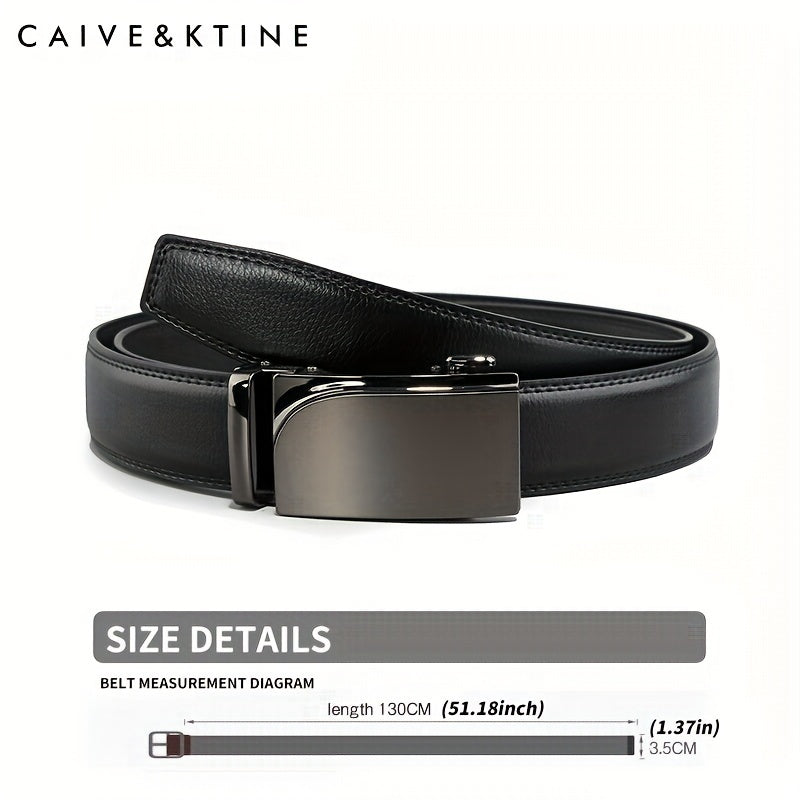 Caivektine Men's Cowhide Belt Business Pants Zinc Alloy Casual Automatic Buckle
