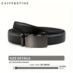 Caivektine Men's Cowhide Belt Business Pants Zinc Alloy Casual Automatic Buckle