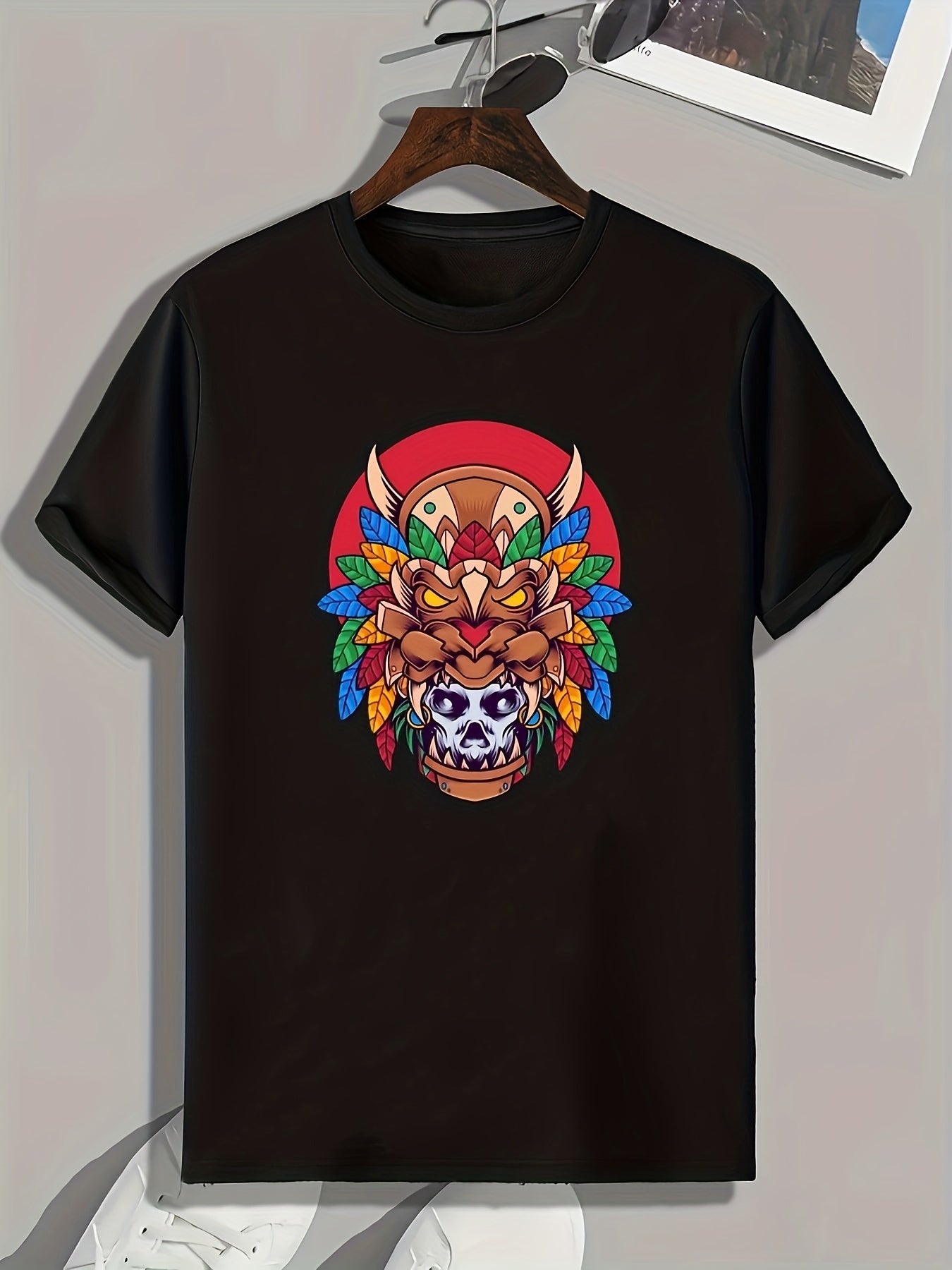 Ethnic Hat Print Men's T-shirt for Summer