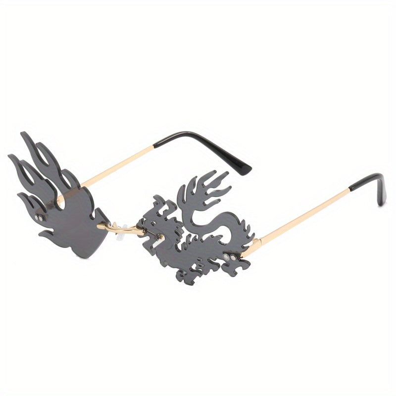 Dragon Flame Sunglasses Rimless for Men Women UV400