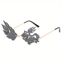 Dragon Flame Sunglasses Rimless for Men Women UV400
