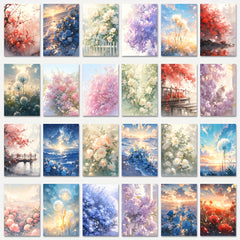 63pcs Watercolor Flower Sea Stickers for Mobile Phone Luggage Notebook
