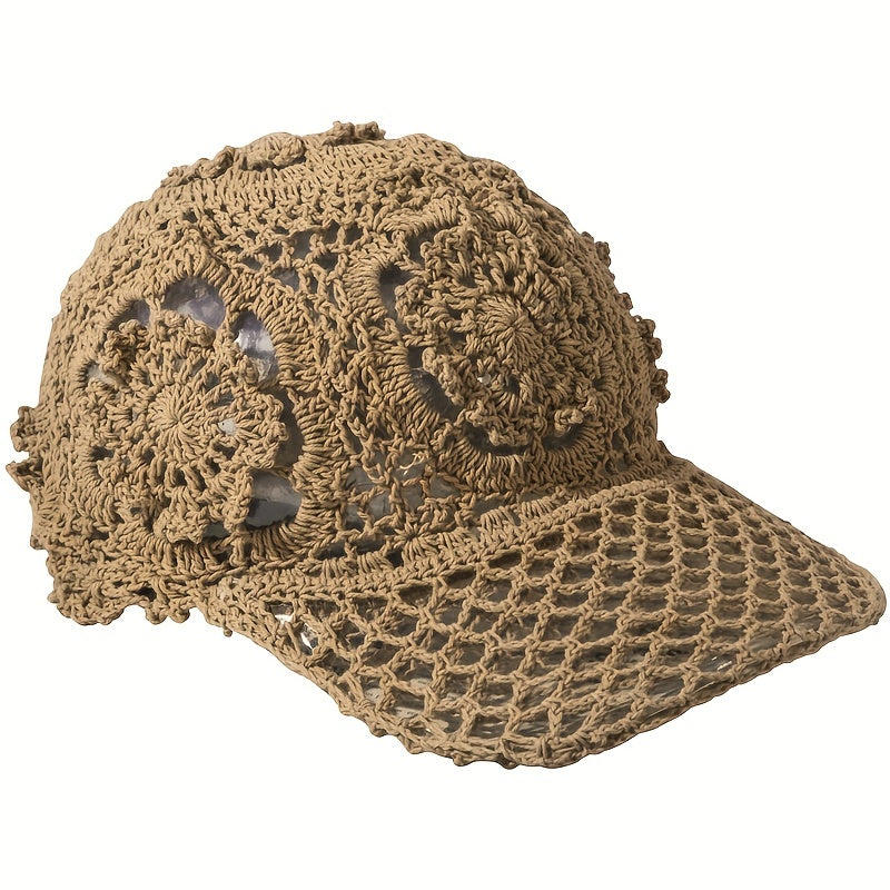 Hollow Out Baseball Cap Crochet Sun Hat Adjustable Dad Hats For Women