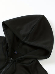 Casual Drawstring Zip Hoodie Long Sleeve Sweatshirt
