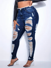 High Waisted Raw Trim Skinny Jeans