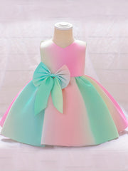 Toddler Girls Sleeveless Bow Princess Gown Dress for Party
