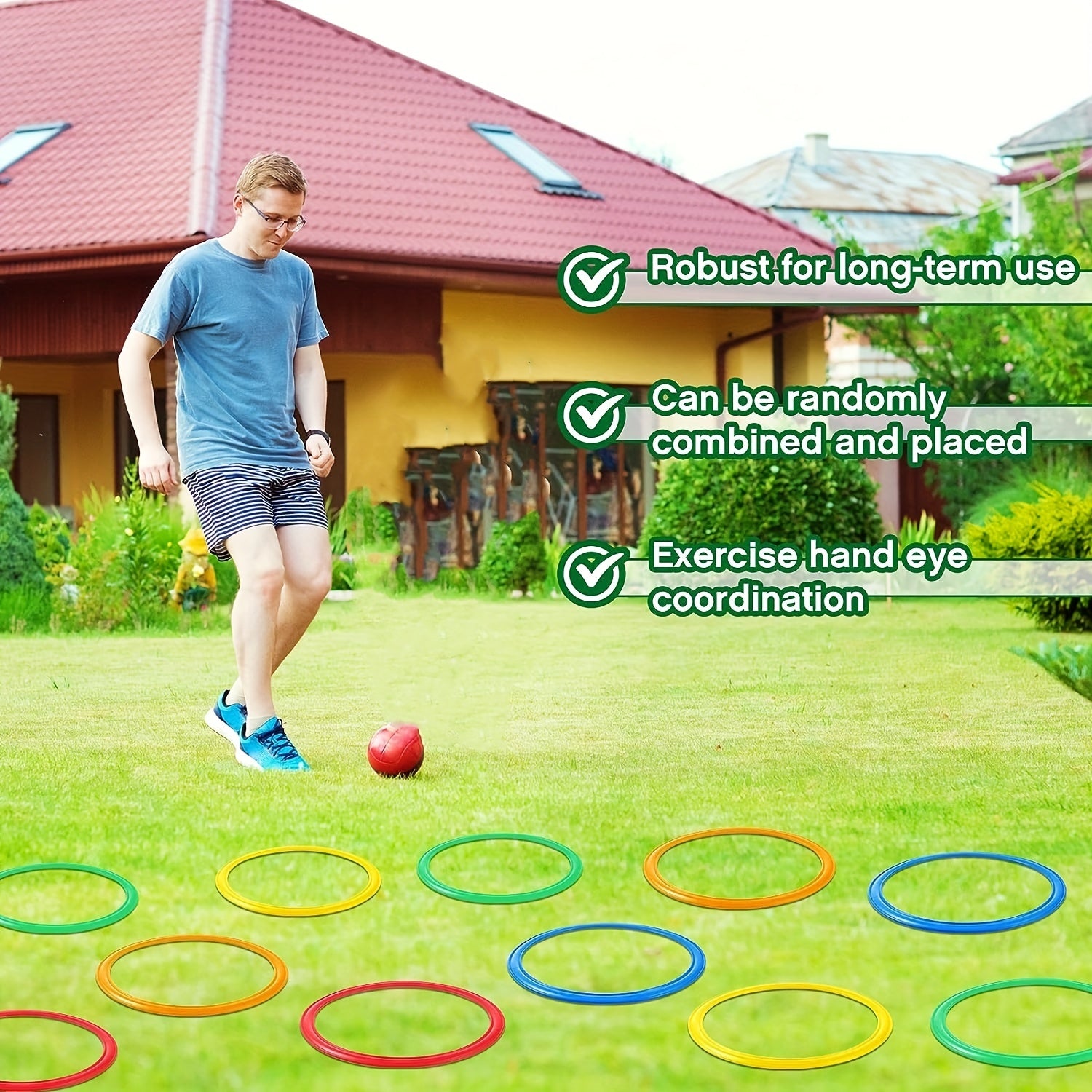 10pcs Hopscotch Ring Game Obstacle Course Balance Agility Training