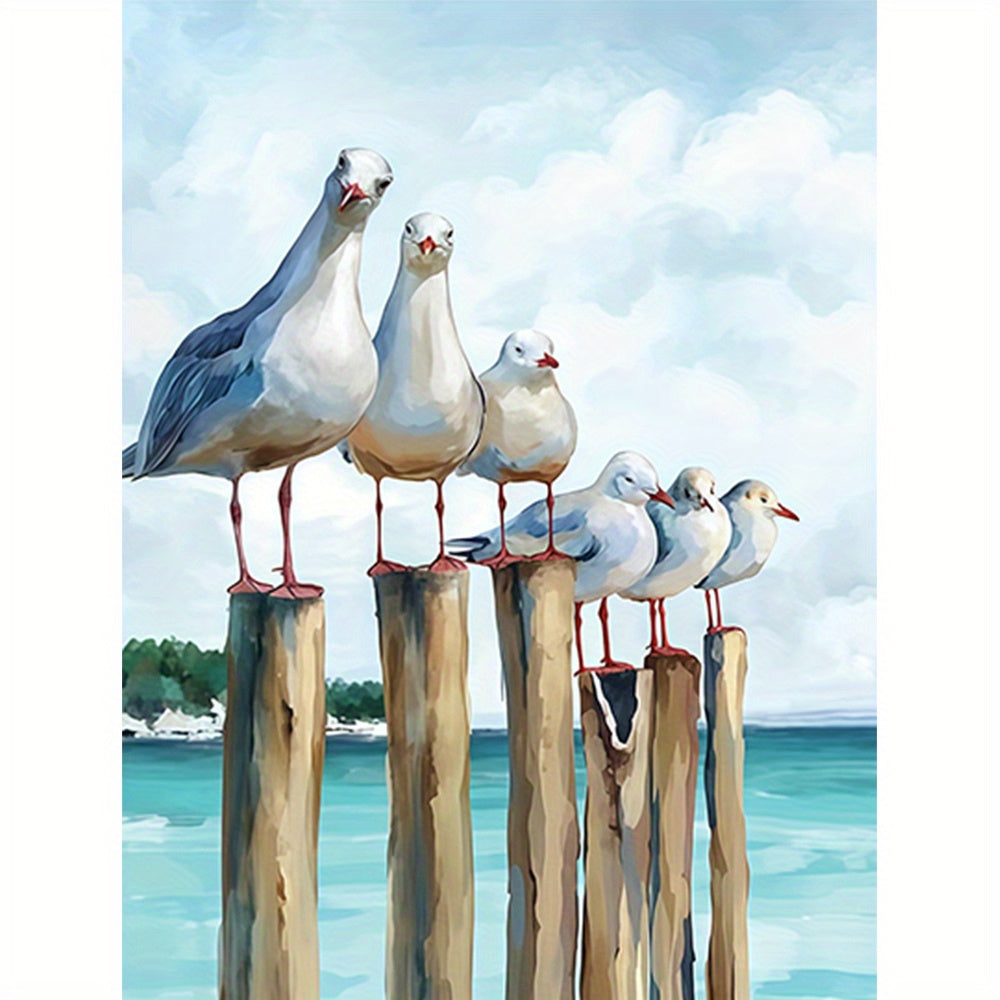 Seagull 40 64x50 Unframed DIY Acrylic Painting by Numbers Kit