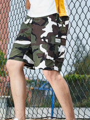 Men's Camo Cargo Shorts Elastic Waist Drawstring Outdoor Summer Shorts