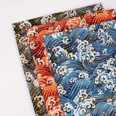 DIY Printed Fabric Bronzing Sea Wave Pattern Japanese Style Cotton Linen Fabric