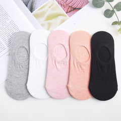 5 Pairs Women's Cotton Anti Skid Boat Socks