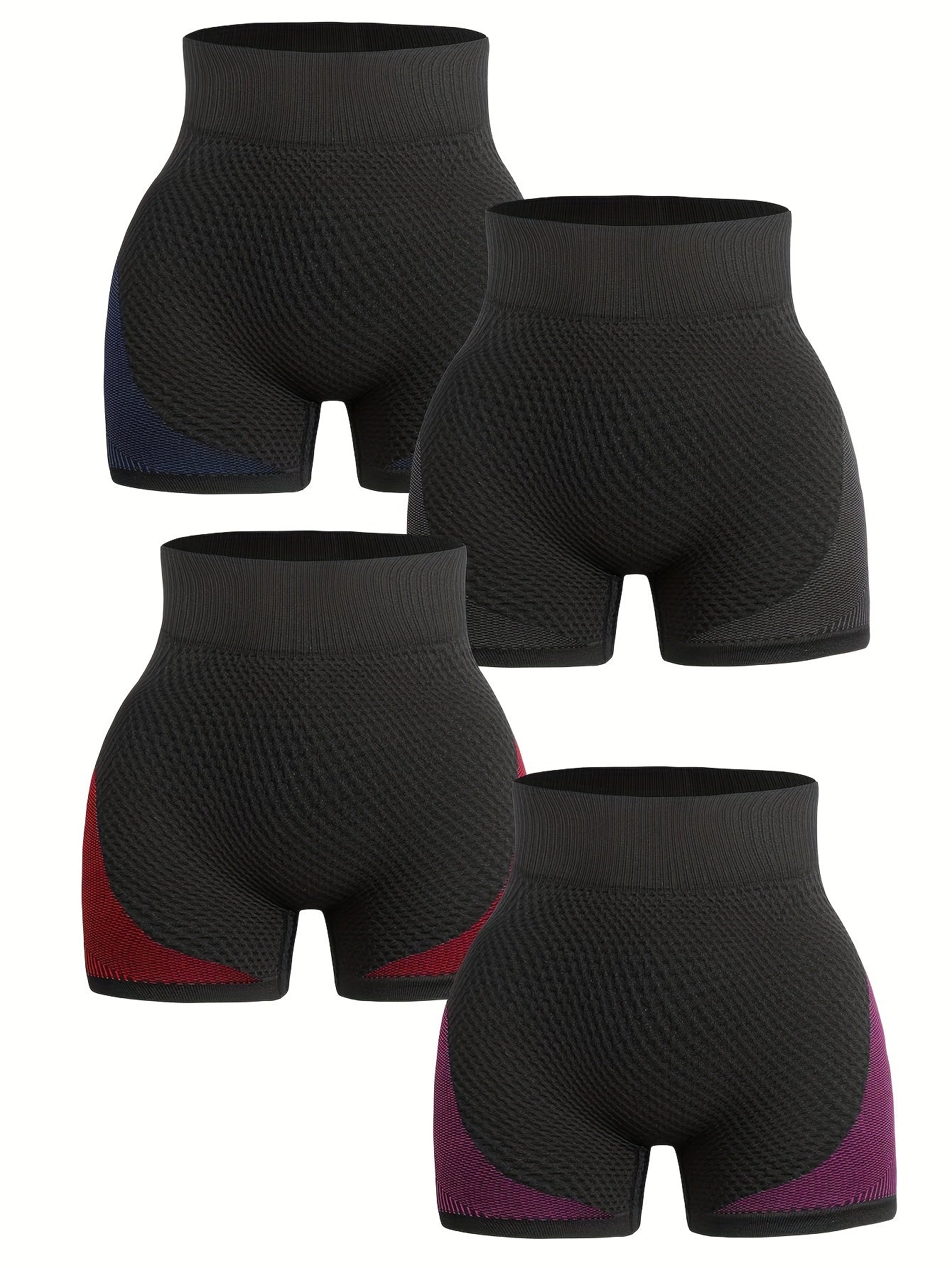 4pcs Women's Yoga Sports Shorts High Waist Biker Shorts