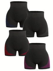 4pcs Women's Yoga Sports Shorts High Waist Biker Shorts
