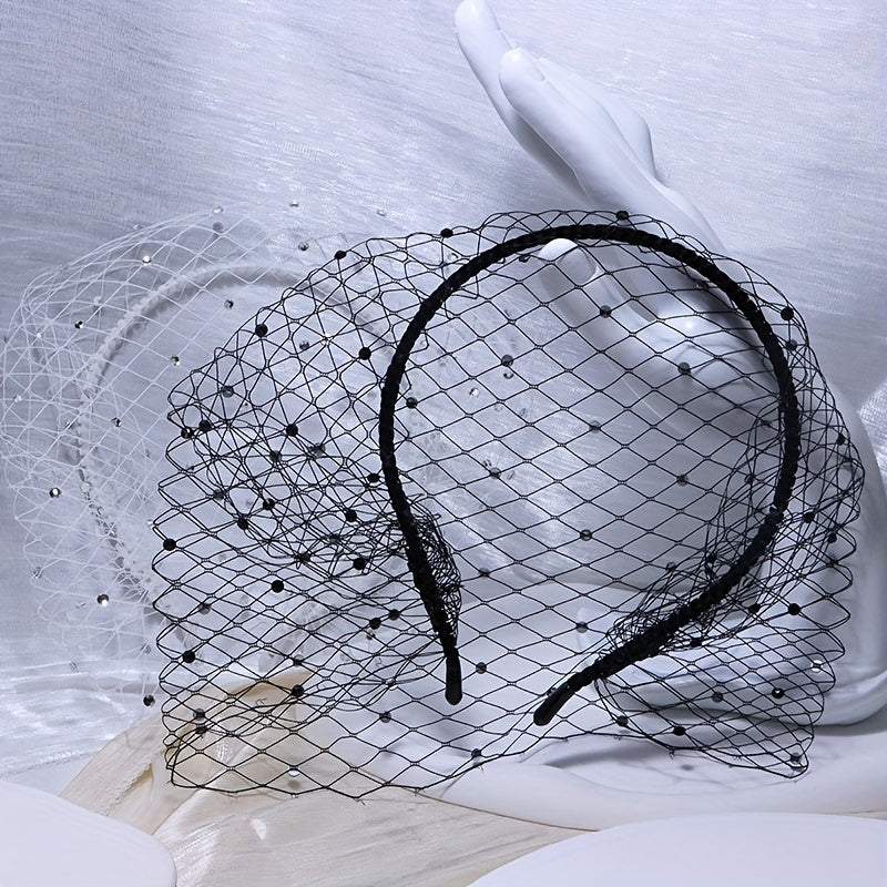 Rhinestone Spiral Hairband Vintage Inspired Bridal Veil Headpiece
