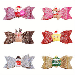6pcs Sequin Santa Deer Tree Hairpins Hair Clips Girls Kids
