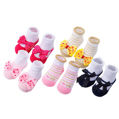 5 Pack Baby Girl Cotton Socks with Flower Bowknots
