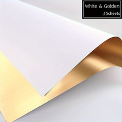 20 Sheets Double Sided Golden Flower Wrapping Paper Waterproof Gift Packaging