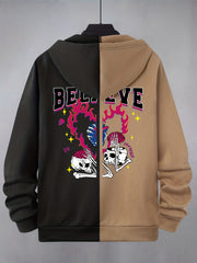 Abstract Pattern Print Hooded Jacket | Full Zip Up