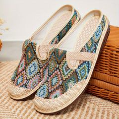 Women's Bohemian Embroidered Mule Sneakers Slip On Lightweight Walking Shoes