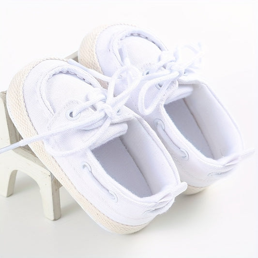 Solid Lace Up Sneakers for Baby Boys Lightweight Non Slip Shoes