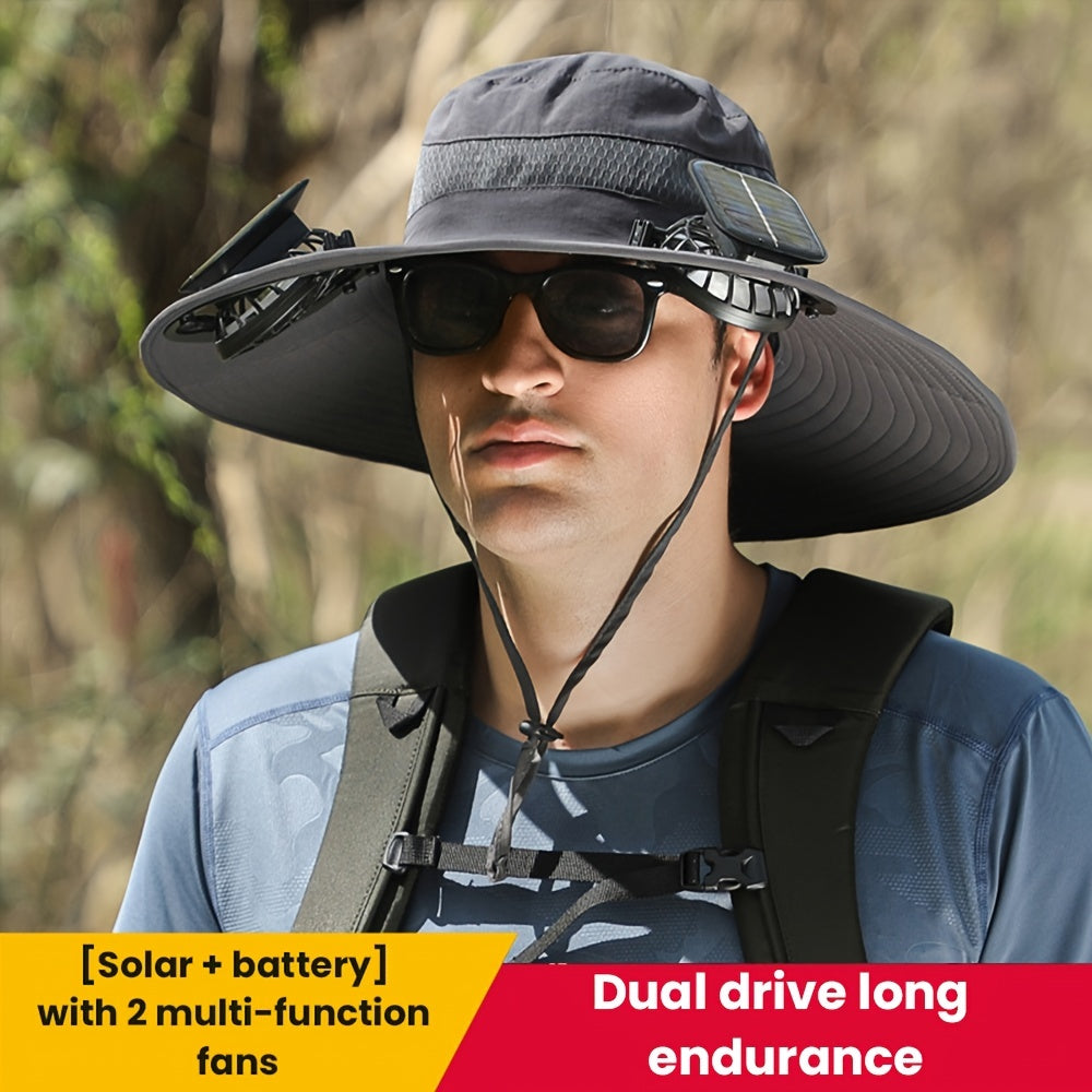 Summer Sun Hat with Solar Fan for Outdoor Activities