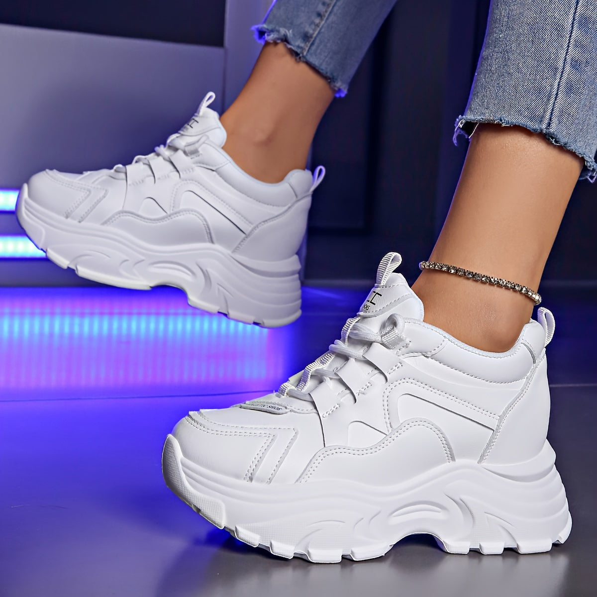 Women's Winter Height Increase Sneakers Thick Sole Warm Sports Shoes