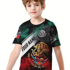 Mexico Flag 3D Print Boys Tee Lightweight Round Nec