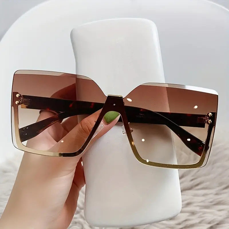 Large Rimless Sunglasses Gradient UV400 Sun Shades