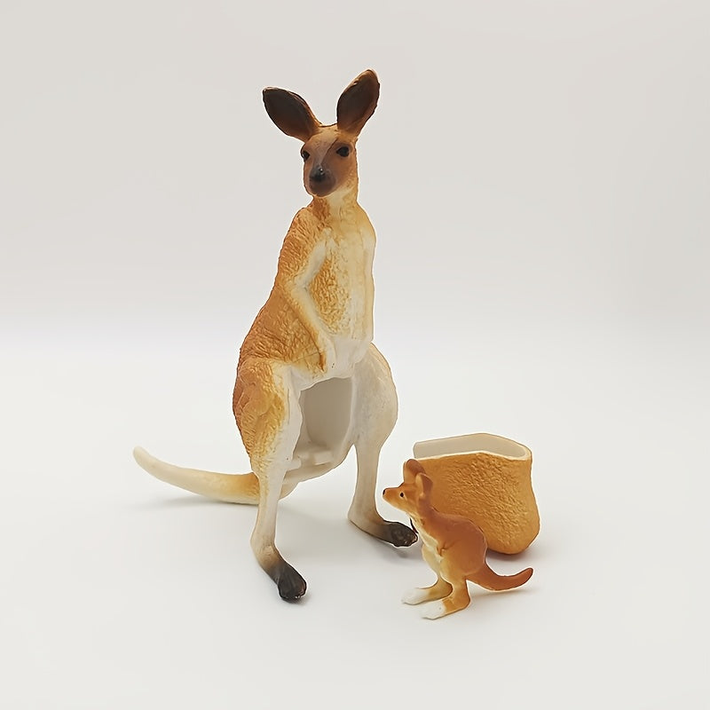 Realistic Kangaroo Figurine with Removable Joey - Home Decor and Ornament
