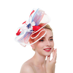 Crin Ruffle Wavy Disc Fascinator Hat with Feather Flower