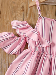 Off Shoulder Striped Princess Dress for Toddlers