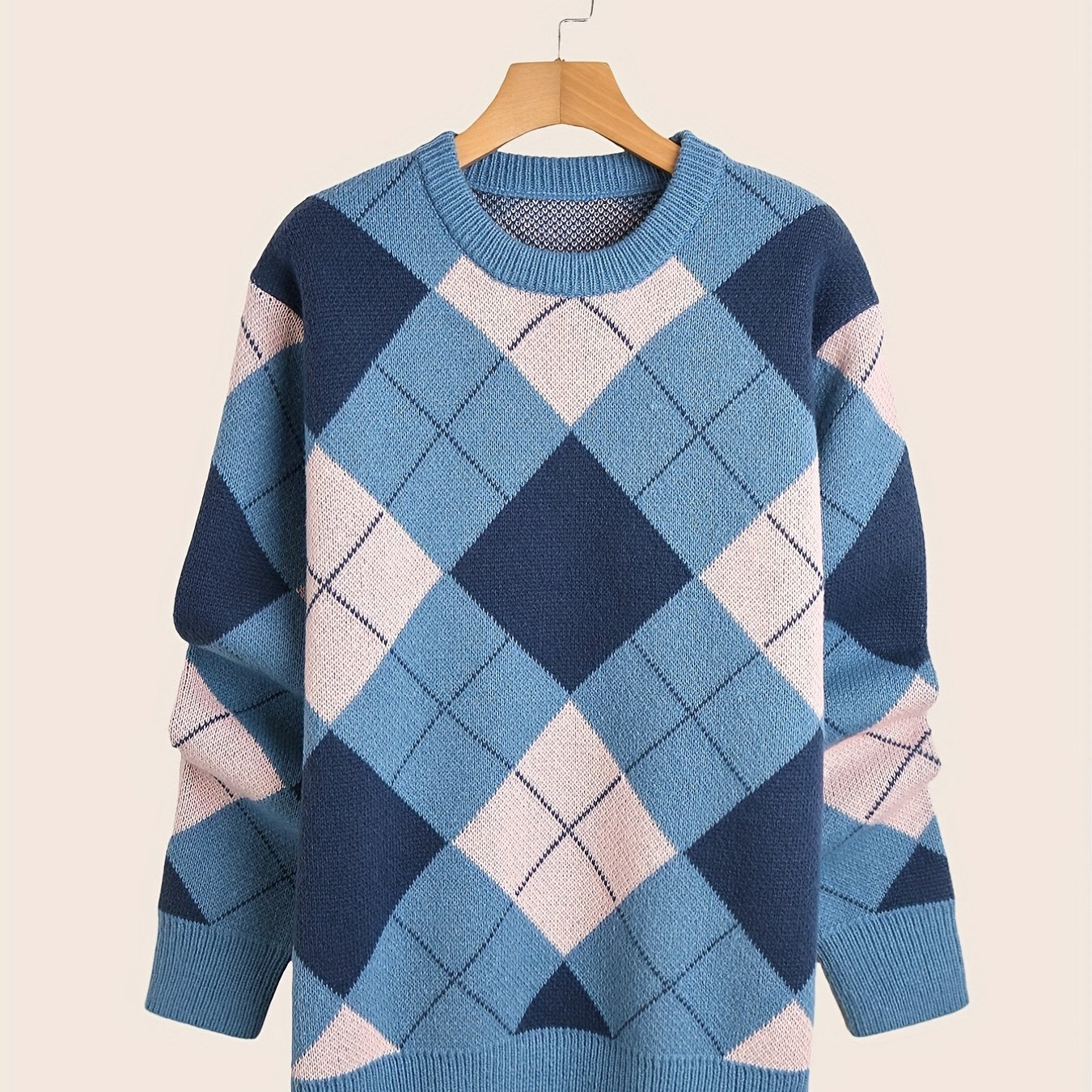 Men's Casual Loose Fit Sweater Crew Neck Pullover for Fall Winter