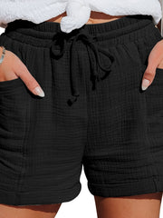 Y2K Drawstring Solid Shorts with Pockets for Women